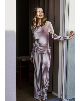 Bambusviskose, Rib-Hose, Dunkelrosa Gestreift -JBS of Denmark Women