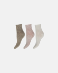Bambusviskose, Knöchelsocken, 3er-Pack, Weiß Rosa Sand