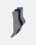 Baumwolle, Knöchelsocken "fine-knit", 3er-Pack, Blau Grau -Decoy