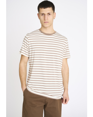 Bambusviskose, T-Shirt "Rundhals", Gestreift Braun -Resteröds