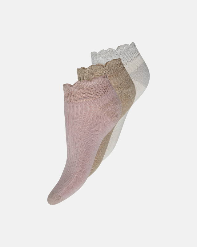 Bambusviskose, Strampler, 3er-Pack, Weiß Rosa Sand -Decoy