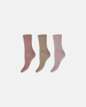 Bambusviskose, Knöchelsocken "Feinstrick", 3er-Pack, Sand Rosa -Decoy