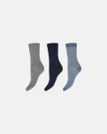 Baumwolle, Knöchelsocken "Fine-knit", 3er-Pack, Blau Grau -Decoy