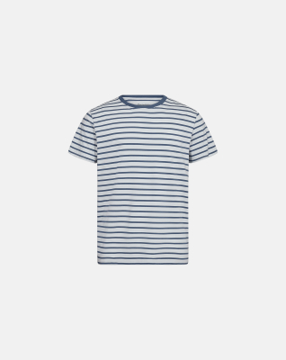 T-Shirt Rundhalsausschnitt, Bambusviskose, Blau gestreift
