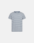T-Shirt Rundhalsausschnitt, Bambusviskose, Blau gestreift