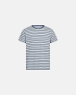 T-Shirt Rundhalsausschnitt | Bambusviskose | Blau gestreift - Resteröds