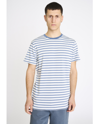 T-Shirt Rundhalsausschnitt, Bambusviskose, Blau gestreift
