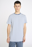 T-Shirt Rundhalsausschnitt, Bambusviskose, Blau gestreift