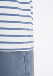T-Shirt Rundhalsausschnitt, Bambusviskose, Blau gestreift