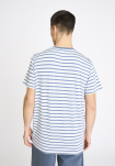 T-Shirt Rundhalsausschnitt, Bambusviskose, Blau gestreift