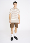 Bambusviskose, T-Shirt "Rundhals", Gestreift Braun -Resteröds