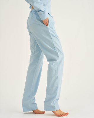 Bambus, "Seersucker" Schlafhosen, Blau