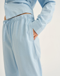 Bambus, "Seersucker" Schlafhosen, Blau -JBS of Denmark Women