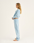 Bambus, "Seersucker" Schlafhosen, Blau -JBS of Denmark Women