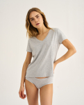 Bambusviskose, T-Shirt v-neck, Grau -JBS of Denmark Women