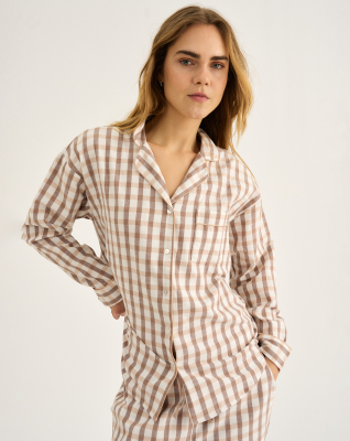 100% Bio-Baumwolle, Pyjamahemd, Braun -JBS of Denmark Women