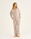 100% Bio-Baumwolle, Pyjamahemd, Braun