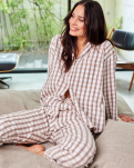100% Bio-Baumwolle, Pyjamahemd, Braun