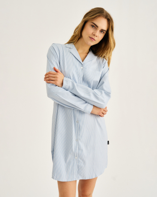 Bambusviskose, Nachthemd mit Knöpfen, Blau -JBS of Denmark Women