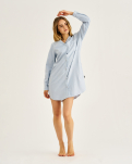 Bambusviskose, Nachthemd mit Knöpfen, Blau -JBS of Denmark Women