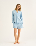 Bambus, "Seersucker" Schlafshorts, Blau
