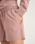 Bambus, "Seersucker" Schlafshorts, Rose