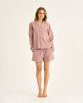 Bambus, "Seersucker" Schlafshorts, Rose