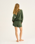 Bambus, "Seersucker" Schlafshorts, Grün