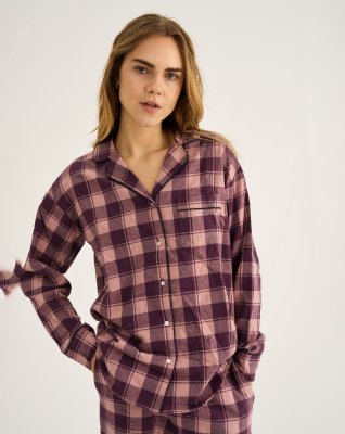 100% Bio-Baumwolle, Pyjama-Hemd, Rotkariert