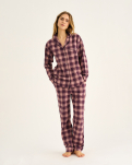 100% Bio-Baumwolle, Pyjama-Hemd, Rotkariert