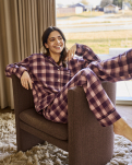 100% Bio-Baumwolle, Pyjama-Hemd, Rotkariert