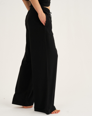 Bambusviskose, Straight-Leg-Hose, Schwarz