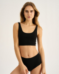 Bambusviskose, BH Top breiter Träger, Schwarz -JBS of Denmark Women