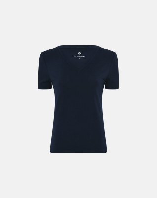 Bambus, T-Shirt v-neck "slim-fit", Marine