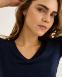 Bambus, T-Shirt v-neck "slim-fit", Marine