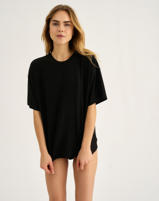 Bambusviskose, Oversize-T-Shirt, Schwarz