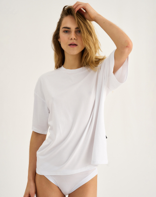 Bambusviskose, Oversize-T-Shirt, Weiß