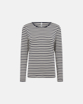Bambusviskose, Langärmeliges T-Shirt "Rib", Blau Gestreift -JBS of Denmark Women