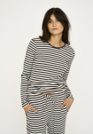 Bambusviskose, Langärmeliges T-Shirt "Rib", Blau Gestreift -JBS of Denmark Women