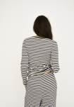 Bambusviskose, Langärmeliges T-Shirt "Rib", Blau Gestreift -JBS of Denmark Women