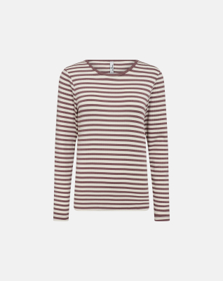Bambusviskose, Langarmshirt "Ripp", Dunkelrosa Gestreift -JBS of Denmark Women