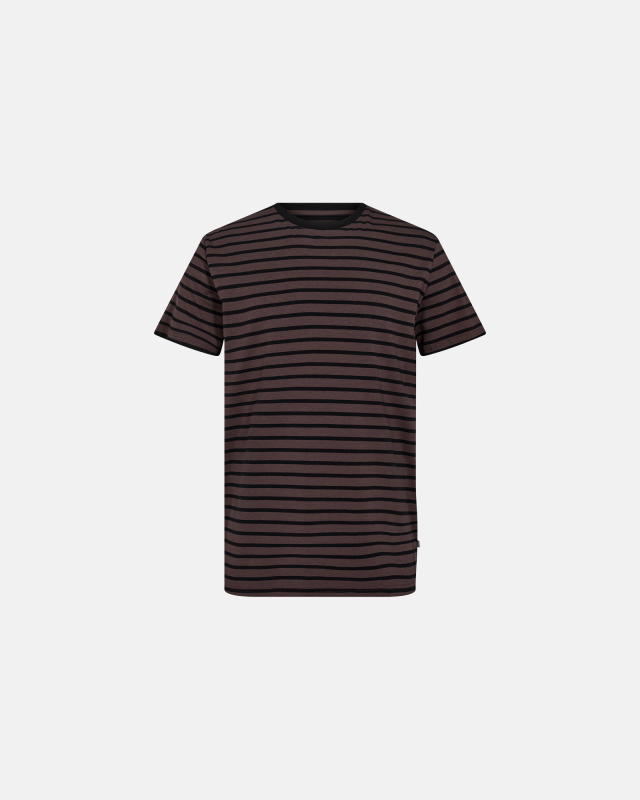 T-Shirt Rundhalsausschnitt, Bambusviskose, Braun/Schwarz