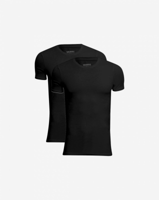 Bambusviskose, Unterhemd mit Rundhalsausschnitt, 2-pack, Schwarz -JBS