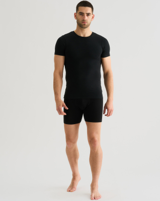 Bambusviskose, Unterhemd mit Rundhalsausschnitt, 2-pack, Schwarz -JBS