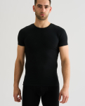 Bambusviskose, Unterhemd mit Rundhalsausschnitt, 2-pack, Schwarz -JBS