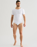 T-Shirt mit V-Ausschnitt "Sweatproof | Bambusviskose | Weiss -JBS
