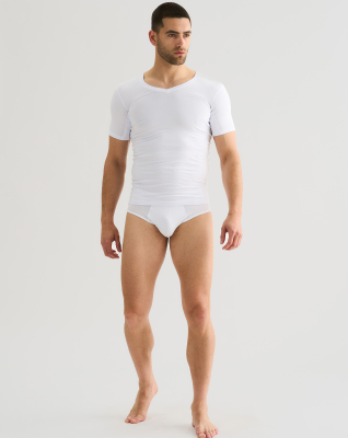 T-Shirt mit V-Ausschnitt "Sweatproof, Bambusviskose, Weiss