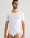 T-Shirt mit V-Ausschnitt "Sweatproof | Bambusviskose | Weiss -JBS