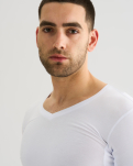 T-Shirt mit V-Ausschnitt "Sweatproof | Bambusviskose | Weiss -JBS