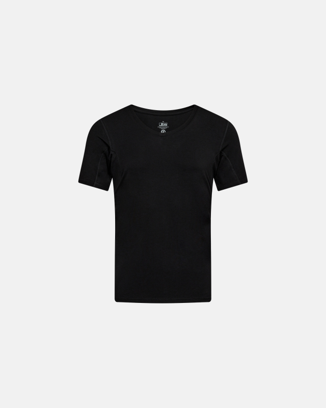 T-Shirt mit V-Ausschnitt "Sweatproof | Bambusviskose | Schwarz -JBS